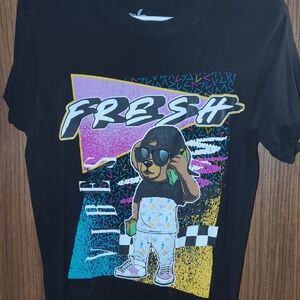 Kids Black 'Fresh' Bear Graphic Short Sleeve Tee